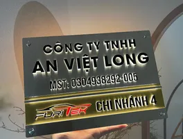 bảng hiệu công ty inox chữ nổi đèn LED halo hắc sáng tổng thể