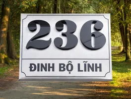 Bảng số nhà inox 304 chữ nổi 3D màu xám bạc nhìn thẳng mặt trước