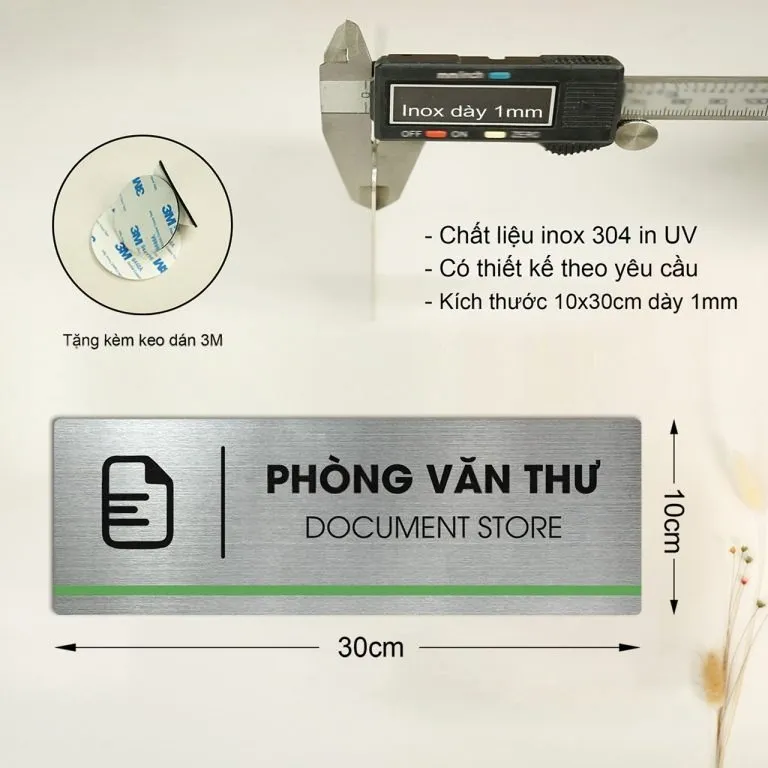 Thông số kỹ thuật bảng tên phòng văn thư inox 304 – keo dán 3M tặng kèm – Bảng Hiệu Vàng Infographic thông số kỹ thuật bảng tên phòng văn thư inox 304 và phụ kiện keo dán 3M đi kèm