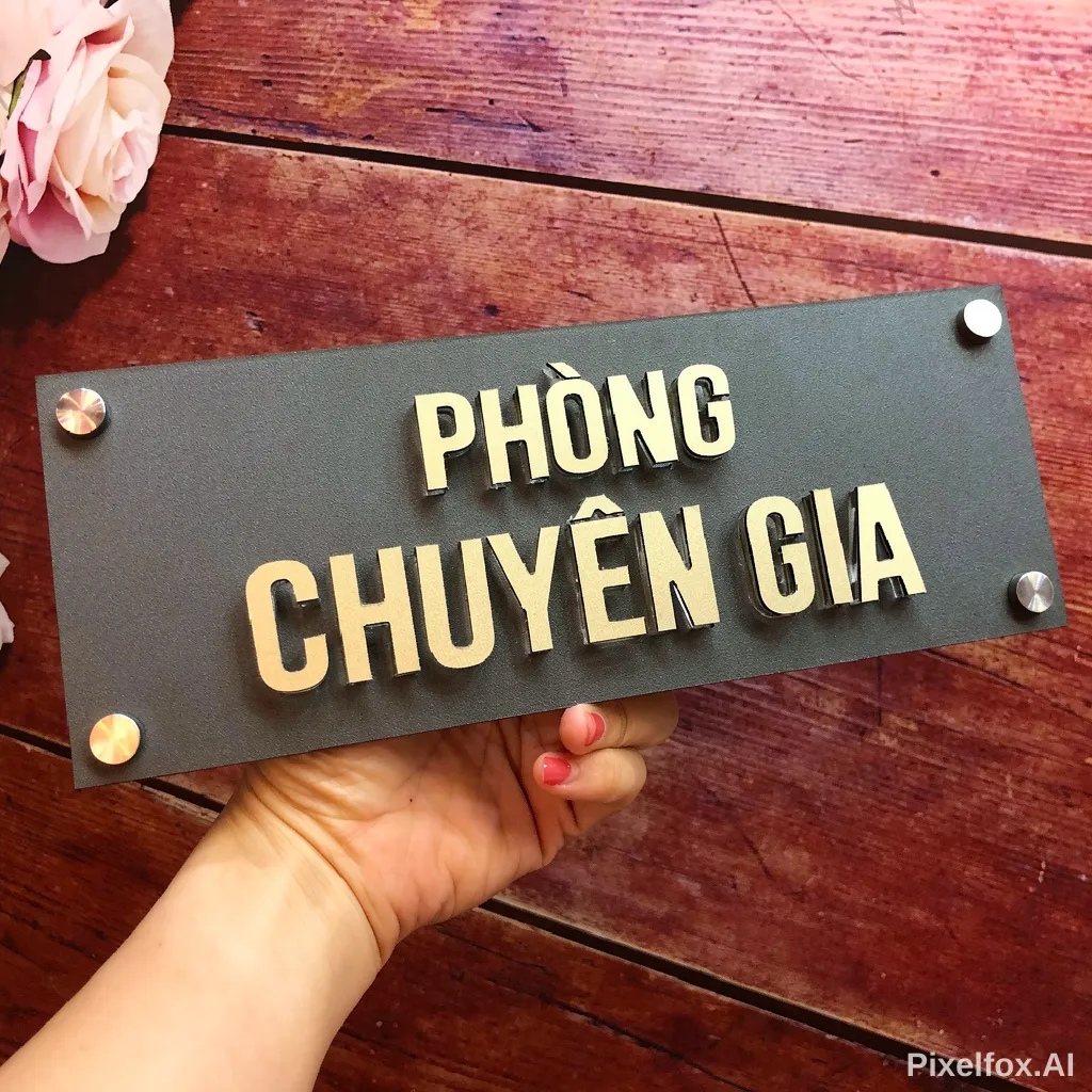 bảng tên phòng chuyên gia chữ nổi 3D vàng nền đen toàn cảnh sang trọng đẳng cấp