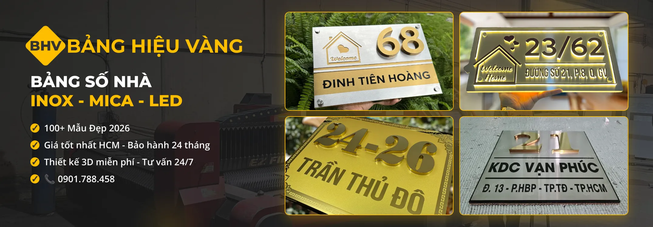 Bảng Số Nhà, Biển Địa Chỉ Inox Cao Cấp | Bảng Hiệu Vàng